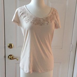 Banana Republic NWT lace & bead -trimmed tee